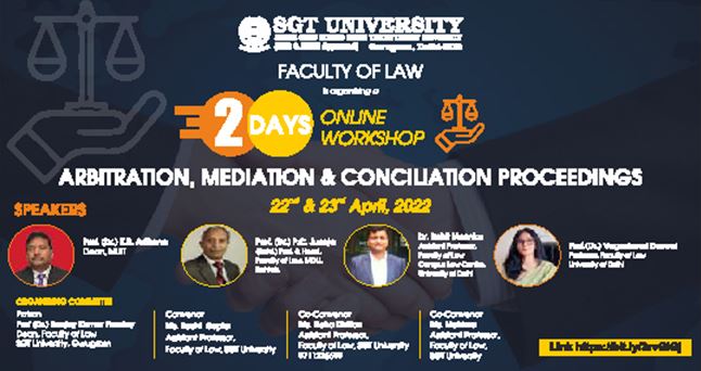 Read more about the article 2 Days Online Workshop on Arbitration, Mediation & Conciliation
