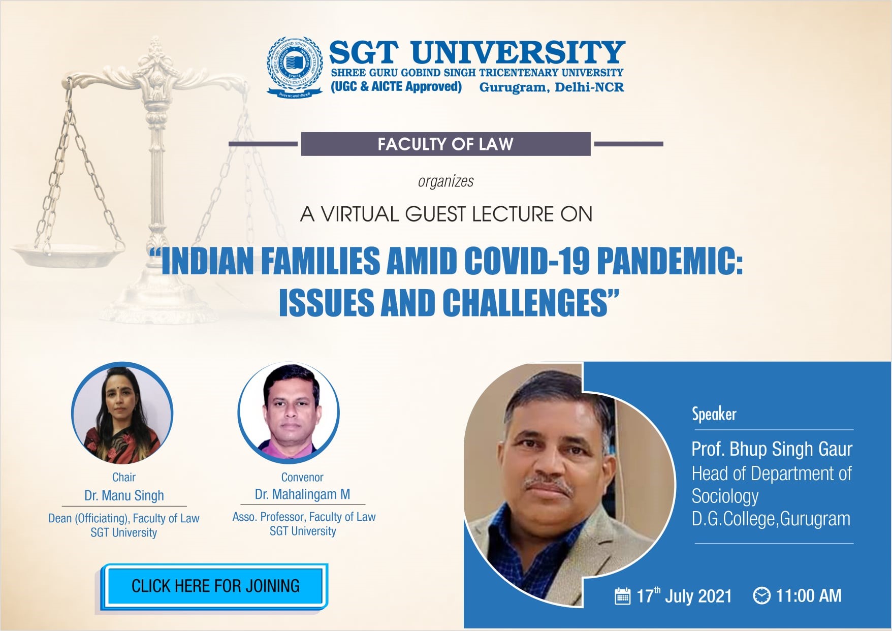 You are currently viewing VIRTUAL GUEST LECTURE ON “𝐈𝐧𝐝𝐢𝐚𝐧 𝐅𝐚𝐦𝐢𝐥𝐢𝐞𝐬 𝐀𝐦𝐢𝐝 𝐂𝐨𝐯𝐢𝐝-𝟏𝟗 𝐏𝐚𝐧𝐝𝐞𝐦𝐢𝐜: 𝐈𝐬𝐬𝐮𝐞𝐬 𝐚𝐧𝐝 𝐂𝐡𝐚𝐥𝐥𝐞𝐧𝐠𝐞𝐬”
